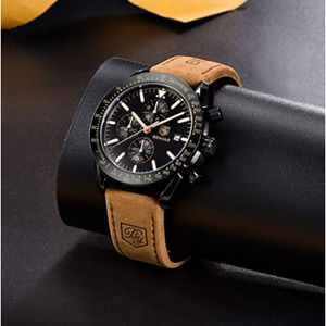 NWT Mens Luxary Benyar Leather Band Watch